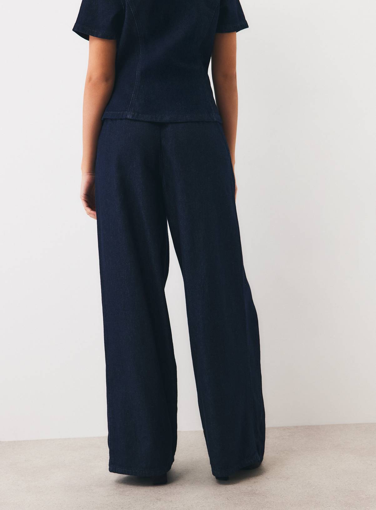 Dark Denim Pleat Wide Leg Trousers 8 - Image 5